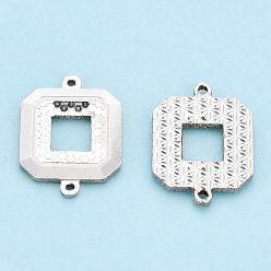 Argent 925 breloques connecteurs en argent sterling, liens carrés, argenterie, 13.5x10x1.5mm, Trou: 0.7mm