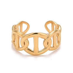 Oro Chapado en iones (ip) 304 anillo de puño abierto hueco de acero inoxidable para mujer, dorado, tamaño de EE. UU. 8 3/4 (18.7 mm)