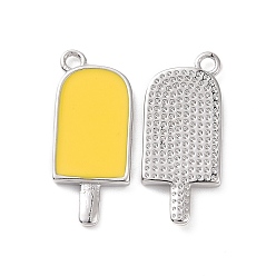 Gold Ion Plating(IP) Brass Enamel Pendants, Ice-Lolly, Real Platinum Plated, Gold, 20x9x2mm, Hole: 1.5mm