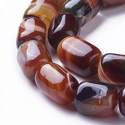 Sienna Natural Dyed Agate Beads Strands, Cuboid, Sienna, 14~18x10~11x10~11mm, Hole: 1.5mm, about 25pcs/strand, 15.1 inch(38.5cm)