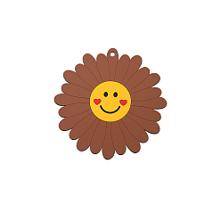 Sienna Silicone Coasters, Sunflower with Smiling Face Cup Mats, Sienna, 150mm