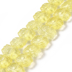 Yellow Transparent Glass Beads Strands, Lotus, Yellow, 10x14x7mm, Hole: 0.8mm, about 38pcs/strand, 14.17 inch(36cm)