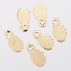 Real 24K Gold Plated 201 Stainless Steel Charms, Stamping Blank Tag, Oval, Real 24k Gold Plated, 10.5x5.5x0.5mm, Hole: 1.5mm