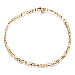 Золотой 304 из нержавеющей стали Figaro цепи ожерелья, с карабин-лобстерами , золотые, 8.66 дюйм (22 см), 3 мм