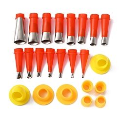Stainless Steel Color 201 Stainless Steel Caulking Finisher Kit, with Plastic Adapter, Caulk Nozzle Applicator, Sealant Finishing Tool, for Kitchen Bathroom Window, Stainless Steel Color, 77.5~90x28~56.5mm, Hole: 4~29x2~10mm, 27pcs/set