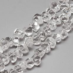 Cristal de cuarzo De perlas de cristal de cuarzo natural hebras, cuentas de cristal de roca, chip, 8~12x6~8x6~8 mm, agujero: 1 mm, sobre 100~110 unidades / cadena, 15.7 pulgada