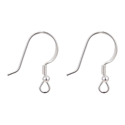 Silver 925 Sterling Silver Earring Hooks, Silver, 18x9mm, Hole: 2mm, 24 Gauge, Pin: 0.7mm