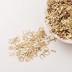 Gold Ornament Accessories Plastic Paillette/Sequins Beads, Alphabet, Gold, 5.5x5.5~6x0.1mm