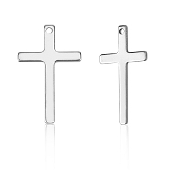 Stainless Steel Color 201 Stainless Steel Pendants, Cross, Stainless Steel Color, 25x16x0.9mm, Hole: 1.4mm, 20pcs/bag 