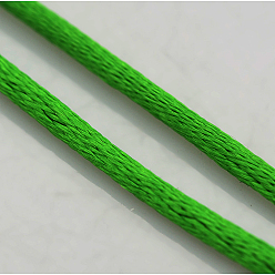 Зеленый лайм Макраме Rattail китайские шнуры узел приготовления круглый нейлон плетеный строк темы, атласный шнур, зеленый лайм, 2 мм, около 10.93 ярдов (10 м) / рулон