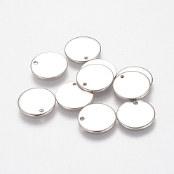 Stainless Steel Color 304 Stainless Steel Stamping Blank Tag Charms, Flat Round, Stainless Steel Color, 13x1mm, Hole: 1mm