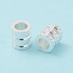Silver Rack Plating Brass Beads, Cadmium Free & Lead Free, Long-Lasting Plated, Column, Silver, 6x6.5mm, Hole: 3.5mm