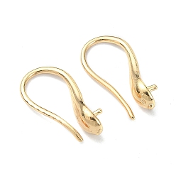 Real 18K Gold Plated Brass Earring Hooks, Ear Wire with Pinch Bails, for Half Drilled Beads, Real 18K Gold Plated, 16mm, 20 Gauge, Pin: 0.8mm