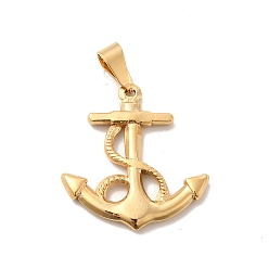 Golden Vacuum Plating 201 Stainless Steel Pendants, Anchor Charms, Golden, 26x20x2.5mm, Hole: 7x3.5mm