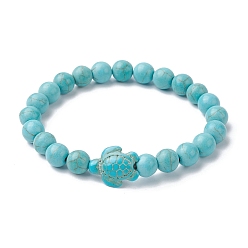 Turquoise Synthétique Bracelet extensible en perles de tortue turquoise synthétique, diamètre intérieur: 2-1/8 pouce (5.5 cm)