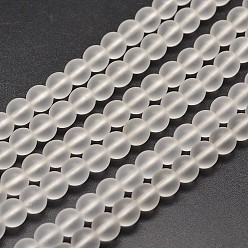 Clear Frosted Synthetic Quartz Round Bead Strands, Clear, 4mm, Hole: 1mm, about 100pcs/strand, 15.7 inch