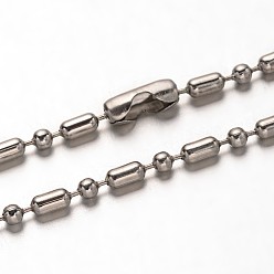 Нержавеющая Сталь Цвет 304 из нержавеющей стальной шарик цепочки ожерелья, с разъемами, цвет нержавеющей стали, 23.6 дюйм (59.9 см)