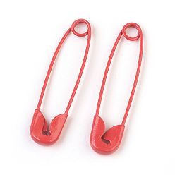 Orange Red Iron Safety Pins, Orange Red, 30x7x2mm, Pin: 0.7mm