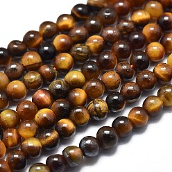 Tiger Eye Natural Tiger Eye Beads Strands, Round, 3mm, Hole: 0.5mm, about 130pcs/Strand, 15.35 inch(39cm)
