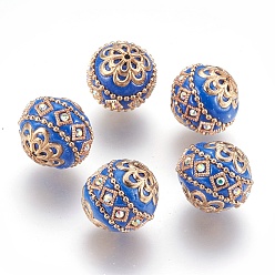 Bleu Dodger Perles Indonésiennes manuelles, avec les accessoires en métal, ronde, or et de lumière, Dodger bleu, 19.5x19mm, Trou: 1mm