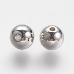 Серебро Пластиковые бусины ccb, круглые, серебряный цвет гальваническим, 8 мм, отверстие : 2 мм