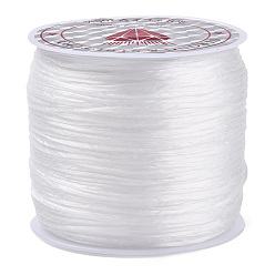 Blanco Cuerda de cristal elástica plana, hilo de cuentas elástico, para hacer la pulsera elástica, teñido, blanco, 0.8 mm, aproximadamente 65.61 yardas (60 m) / rollo