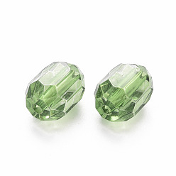 Vert Jaune Perles acryliques transparentes, ovale, facette, vert jaune, 14x10x10mm, Trou: 2mm, environ377 pcs / 500 g