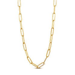 Golden SHEGRACE Brass Paperclip Chain Necklaces, with Lobster Claw Clasps, Golden, 14.96 inch(38cm), 3.3mm