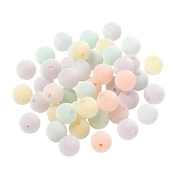 Mixed Color 30Pcs Flocky Acrylic Beads, Bead in Bead, Round, Mixed Color, 12x11mm, Hole: 2mm
