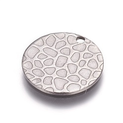 Stainless Steel Color Stainless Steel Pendants, Flat Round, Stainless Steel Color, 15x1mm, Hole: 1.5mm