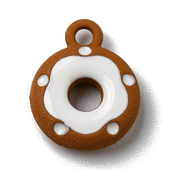 Chocolate Alloy Enamel Charms, Donut Charm, Chocolate, 12.5x10x3mm, Hole: 1.5mm