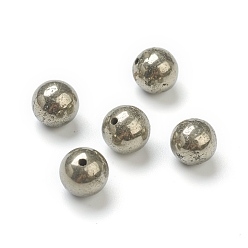 Pyrite Natural Pyrite Beads, Half Drilled, Round, 8.5mm, Hole: 1.2mm