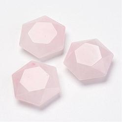 Quartz Rose Naturel a augmenté pendentifs en quartz, hexagone, 28~29x25x9~10mm, Trou: 1.5mm