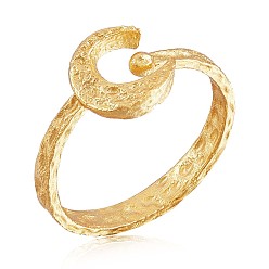 Oro 925 anillo abierto de plata de ley con luna creciente para mujer, dorado, tamaño de EE. UU. 5 1/4 (15.9 mm)