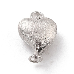 Platino Chapado en rodio 925 cierres magnéticos de plata esterlina, con anillos de salto, corazón con textura, Platino, 12x9x5 mm, agujero: 1.2 mm