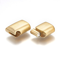 Golden 304 Stainless Steel Magnetic Clasps with Glue-in Ends, Rectangle, Golden, 28.5x14x8mm, Hole: 12x6mm