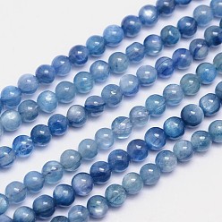 Kyanite Natural Kyanite/Cyanite/Disthene Round Bead Strands, Grade A, 6mm, Hole: 1mm, about 66pcs/strand, 15.5 inch