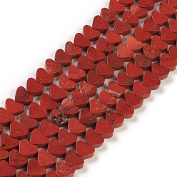 Red Jasper Natural Red Jasper Beads Strands, Heart, 7~7.5mm, Hole: 0.6mm, about 62pcs/strand, 14.80''~15''(37.6~38.1cm)
