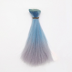 Bleu Acier Cheveux de perruque de poupée de coiffure ombre longue et droite en fibre à haute température, pour bricolage fille bjd making accessoires, bleu acier, 5.91 pouce (15 cm)