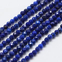 Lapis Lazuli Natural Lapis Lazuli Bead Strands, Round, Faceted, Grade AA, 4mm, Hole: 0.5mm, about 103~110pcs/strand, 15.3 inch(39cm)