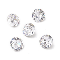 Crystal Glass Rhinestone Cabochons, Pointed Back & Back Plated, Flat Round, Crystal, 8x4.5mm