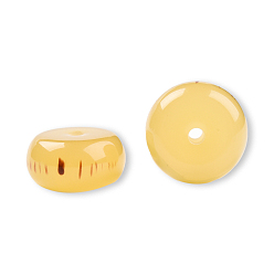 Светло-хаки Бусины из cмолы, имитация драгоценных камней, Плоский круглый / диск, светлый хаки, 16.5~17x8.5~9 мм, отверстие : 2~2.3 мм