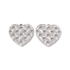 Stainless Steel Color 304 Stainless Steel Pendants, Heart Charms, Stainless Steel Color, 19.5x20x2mm, Hole: 1.2mm