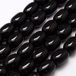 Black Natural & Dyed Black Onyx Beads Strands, Barrel, 17~18x12~14mm, Hole: 1.5mm, about 22pcs/strand, 14 inch