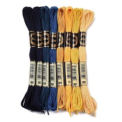 Mixed Color 8 Skeins 8 Colors 6-Ply Polyester Embroidery Floss, Cross Stitch Threads, Blue & Yellow Contrast Color Series, Mixed Color, 0.5mm, about 8.75 Yards(8m)/Skein, 8 colors, 1 skein/color, 8 skeins/set