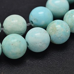Turquoise Chapelets de perles howlite naturelles , teints et chauffée, ronde, turquoise, 4mm, Trou: 1mm, Environ 95 pcs/chapelet, 15.5 pouce (39.4 cm)