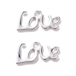 Silver 304 Stainless Steel Charms, Word Love, Silver, 6x13x0.8mm, Hole: 1.2mm