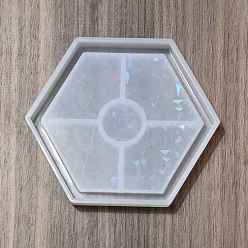 Hexagone Moules de tapis de tasse à effet laser en silicone, moules de résine, pour la fabrication artisanale de résine uv et de résine époxy, motif hexagonal, 107x122x14.5mm, diamètre intérieur: 101x116x12 mm