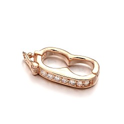 Rose Gold Rack Plating Brass Micro Pave Cubic Zirconia Twister Clasps, Lead Free & Cadmium Free, Rose Gold, 19x9.5x3mm