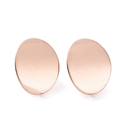 Rose Gold 304 Stainless Steel Stud Earring Findings, with Loop, Curved, Oval, Rose Gold, 20x16x0.75mm, Hole: 3.5mm, Pin: 0.8mm